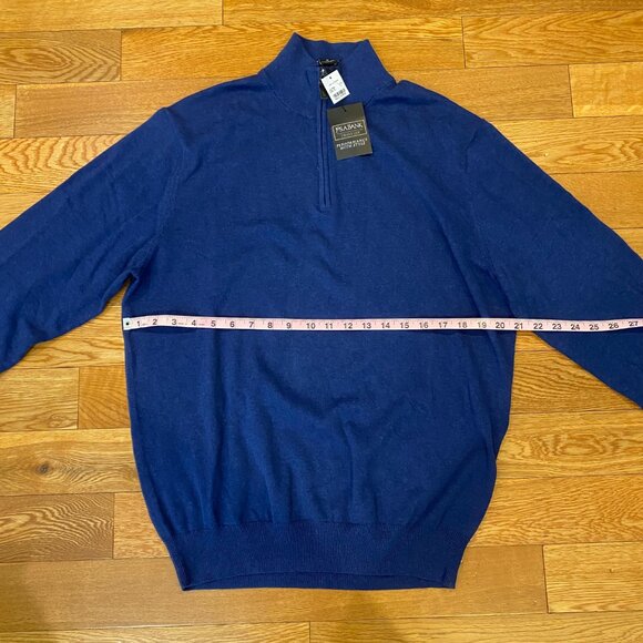 Jos A Bank Traveler Sweater Mens Size XL Pima Cotton Knit Quarter Zip NWT Blue - Picture 3 of 9